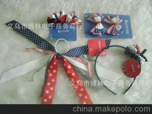 現(xiàn)貨頭飾批發(fā) 節(jié)日發(fā)飾頭飾 蝴蝶結(jié)發(fā)錢發(fā)箍 美國國旗色頭扣圖片
