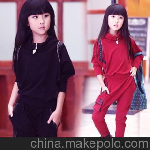 童裝 女童秋裝 2013新款 韓版中大童運動套裝兩件套