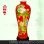 圣诞元旦新年送礼选择 中国红瓷高温骨瓷花瓶 高档 喜庆