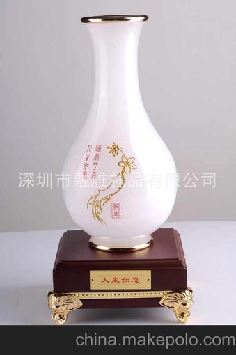 手繪琉璃玉壺春高檔中式古典仿古工藝花瓶擺件玄關(guān)風(fēng)水禮品擺飾圖片