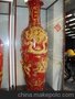 友星陶瓷 精品陶瓷中国红高档家居装饰工艺品摆件 九龙大瓶160m