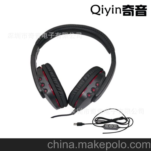 新款帶音控 麥克風(fēng)功能 立體聲USB有線耳機 可網(wǎng)絡(luò)通話耳機圖片