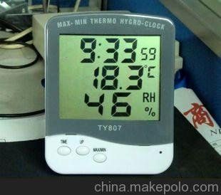 電子溫濕度計TY807 溫濕度表 時(shí)間日歷 家用臺式溫濕度表TY-807圖片