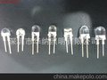 F10白光红光蓝光圆形雾状0.5W发光二极管/10mm直插大功率LED灯珠