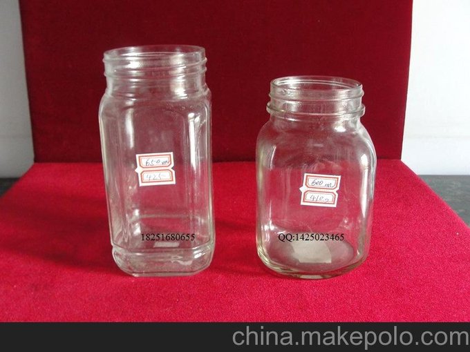 供應醬菜玻璃瓶 玻璃醬菜瓶 四棱玻璃瓶子 透明玻璃瓶子圖片