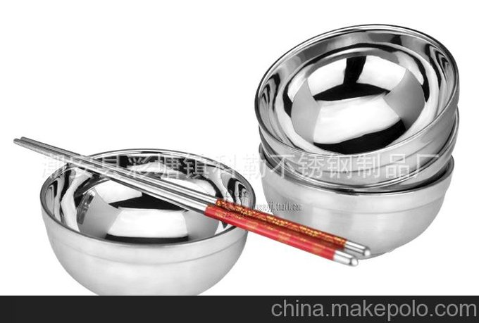 生產(chǎn)供應(yīng) 禮品套裝碗 不銹鋼碗 飯碗 雙層隔熱 學(xué)生兒童甜品碗圖片