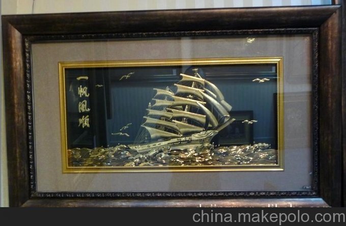 批發(fā)純手工雕刻禮品工藝畫(huà)--一帆風(fēng)順圖片
