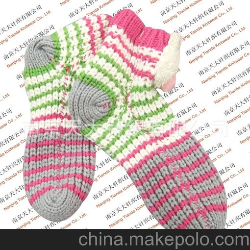 彩色條紋卡通加厚保暖針織襪子批發(fā) 外貿(mào)品牌 廠家直銷 免費代理圖片