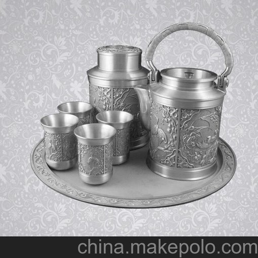 送禮品選盛世吉祥/純錫茶具套裝/高檔實(shí)用的錫工藝品/創(chuàng)意茶具圖片