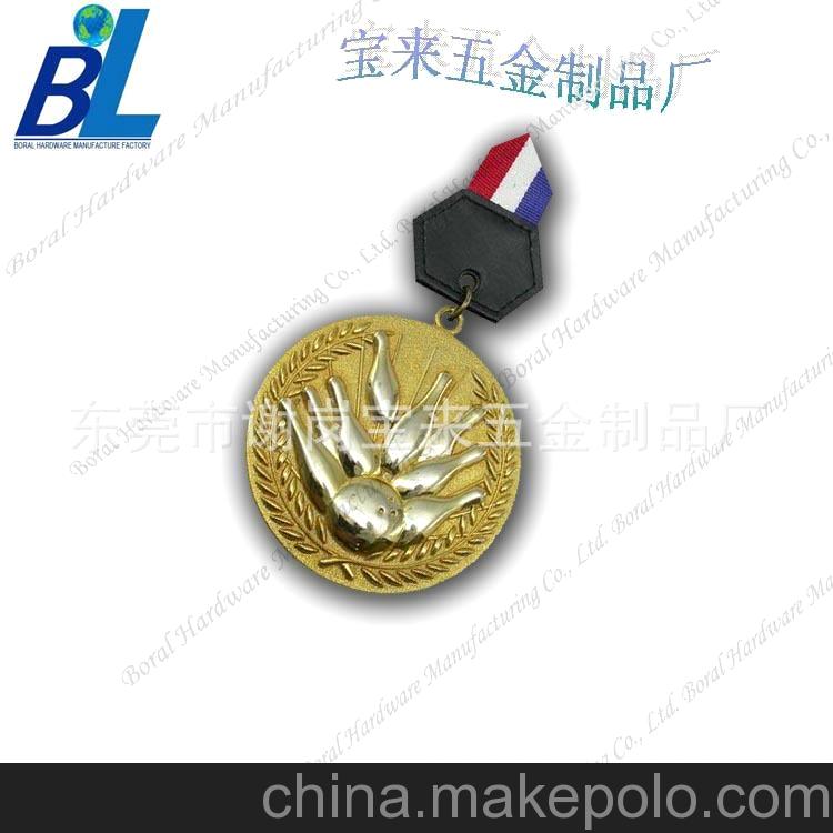 保齡球雙色電鍍3D效果金屬獎(jiǎng)牌