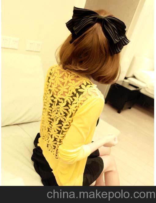 2013春裝女款薄款韓版鏤空 修身寬松長款蕾絲拼接針織開衫女外套