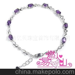 天然紫水晶手鏈 925銀 首飾加工 飾品批發(fā)圖片