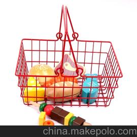 鐵籃食品組 兒童過家家玩具面包食品切切看 木質兒童玩具過家家