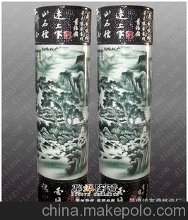 墨彩陶瓷詩(shī)畫筒 門廳大型禮品 可加字LOGO定制 墨彩山村曉韻劍筒圖片