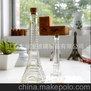 供應 小號玻璃埃菲爾鐵塔及配套木塞 玻璃瓶工藝品圖片