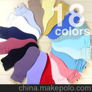 tutuanna同款女士堆堆袜子批发 复古自然卷边糖果色18色